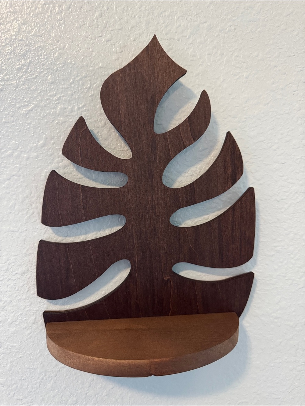 Dark Brown Wooden Leaf Wall Shelf - Home Wall Decor